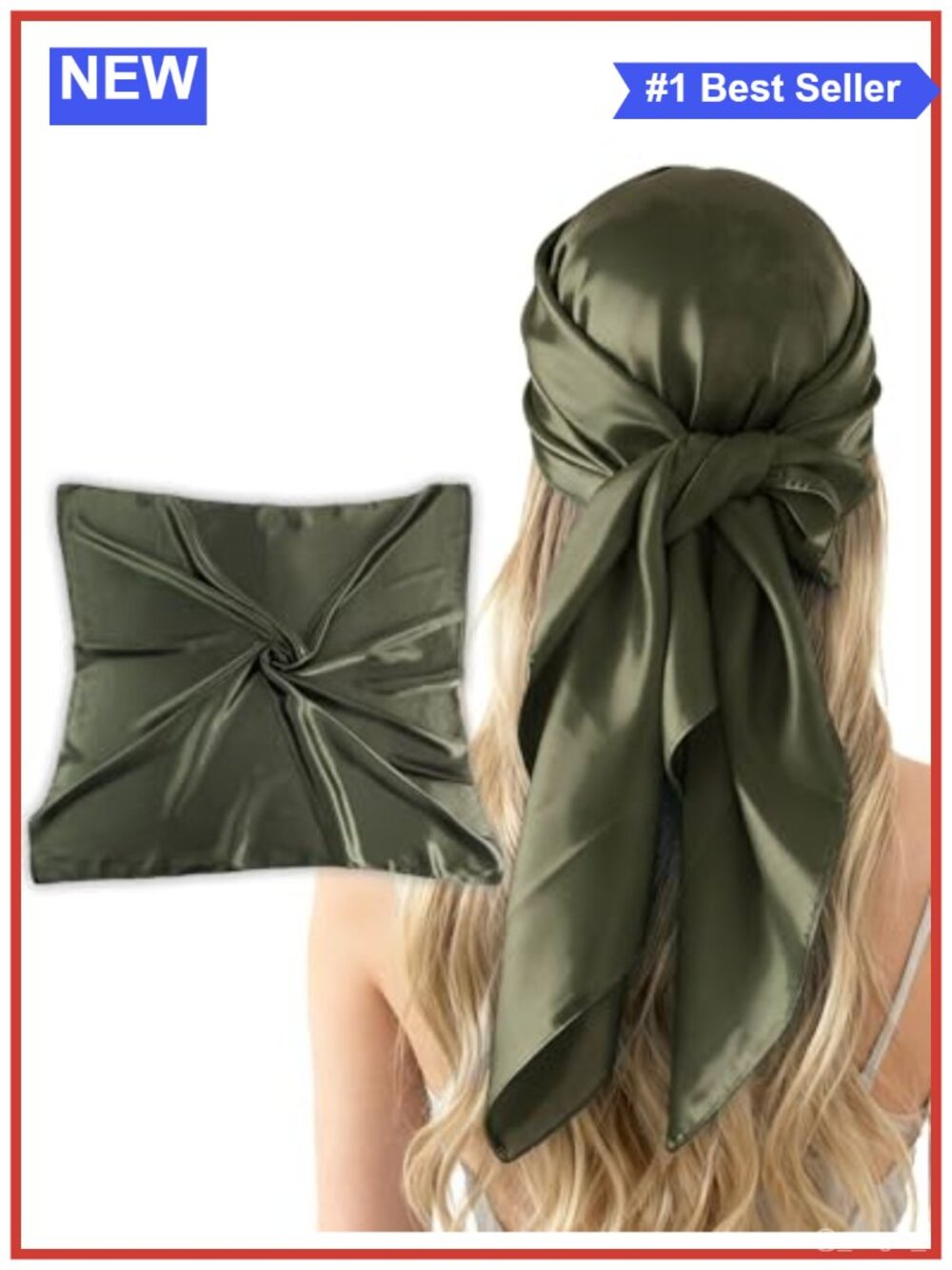 Large Satin Scarf 35" Square Silk Feel Wrap Bandana Headscarf Shawl